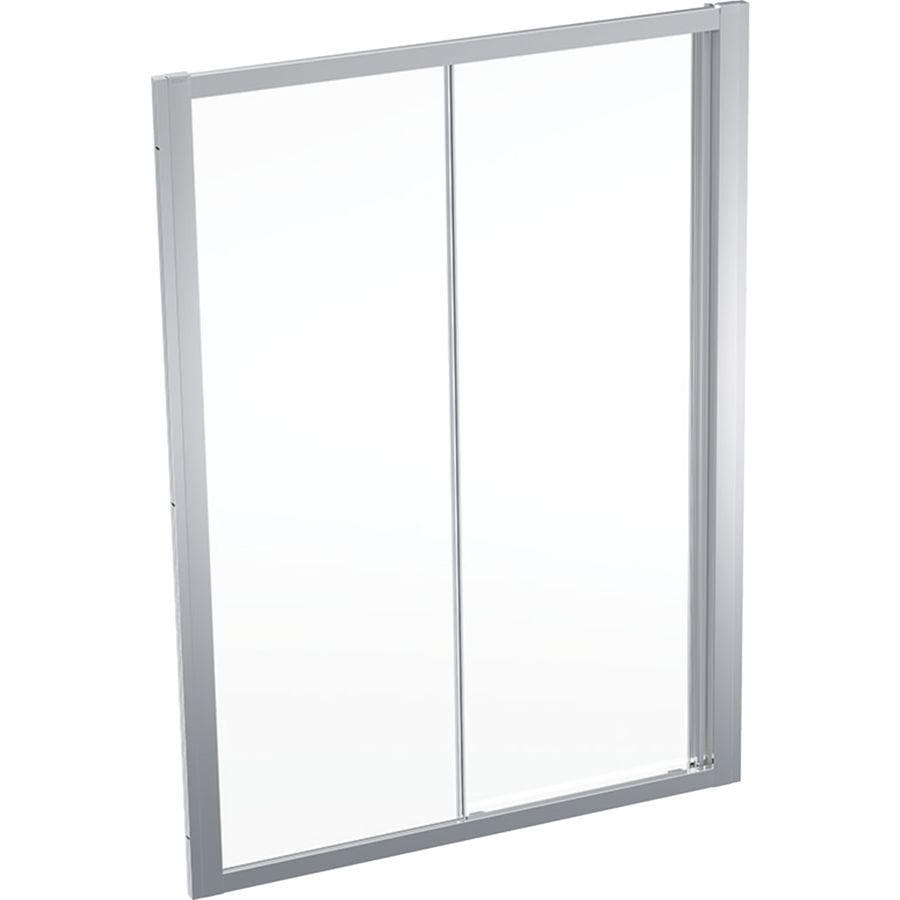 Sprchové dvere posuvné Geberit GEO, 135–140x190 cm, T=14cm, Striebristá / Transparentné sklo 6 mm