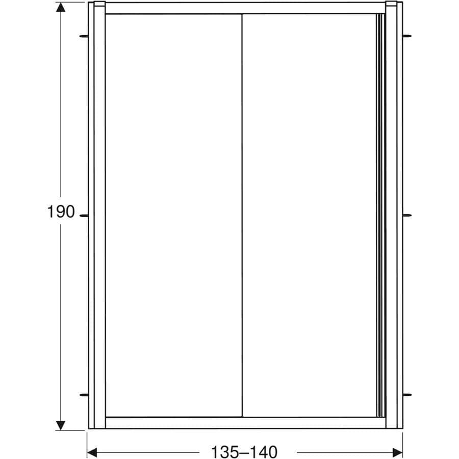  SAMTEK Sprchové dvere posuvné Geberit GEO 135–140x190 cm, T=14cm, Striebristá / Transparentné sklo 6 mm G Posuvné dvere Geberit GEO: L=135–140cm, H=190cm, T=14cm, Striebristá / Transparentné sklo