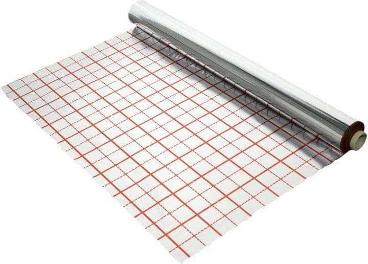 Rastrová podlahová aluminiová fólia pre podlahová kúrenie 1mx50m (balik 50m2) hrúbka 0,105mm (105mikronov)