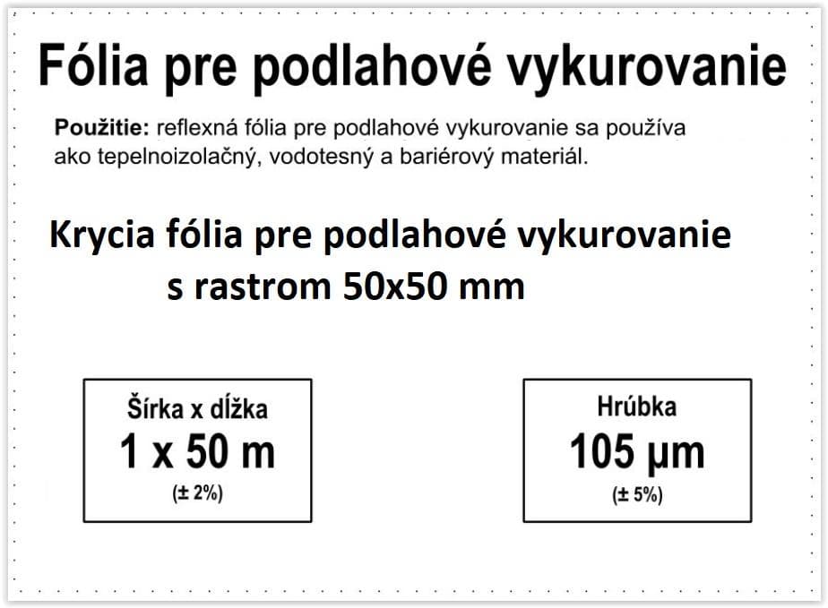  COMAP Rastrová podlahová aluminiová fólia pre podlahová kúrenie 1mx50m (balik 50m2) hrúbka 0,105mm (105mikronov) Rastrova podlahova folia 1mx50m( balik50m2)