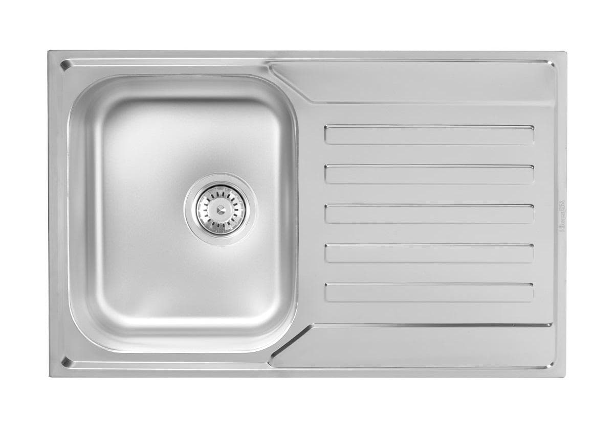 Nerezový drez  NERA PRAKTIK 1D/90 790x500x180mm otvor pre sifón D90mm matný  -  Ľavý/Pravý + Euro sifón s prepadom a 1x prípojka (nerez 0,6mm)