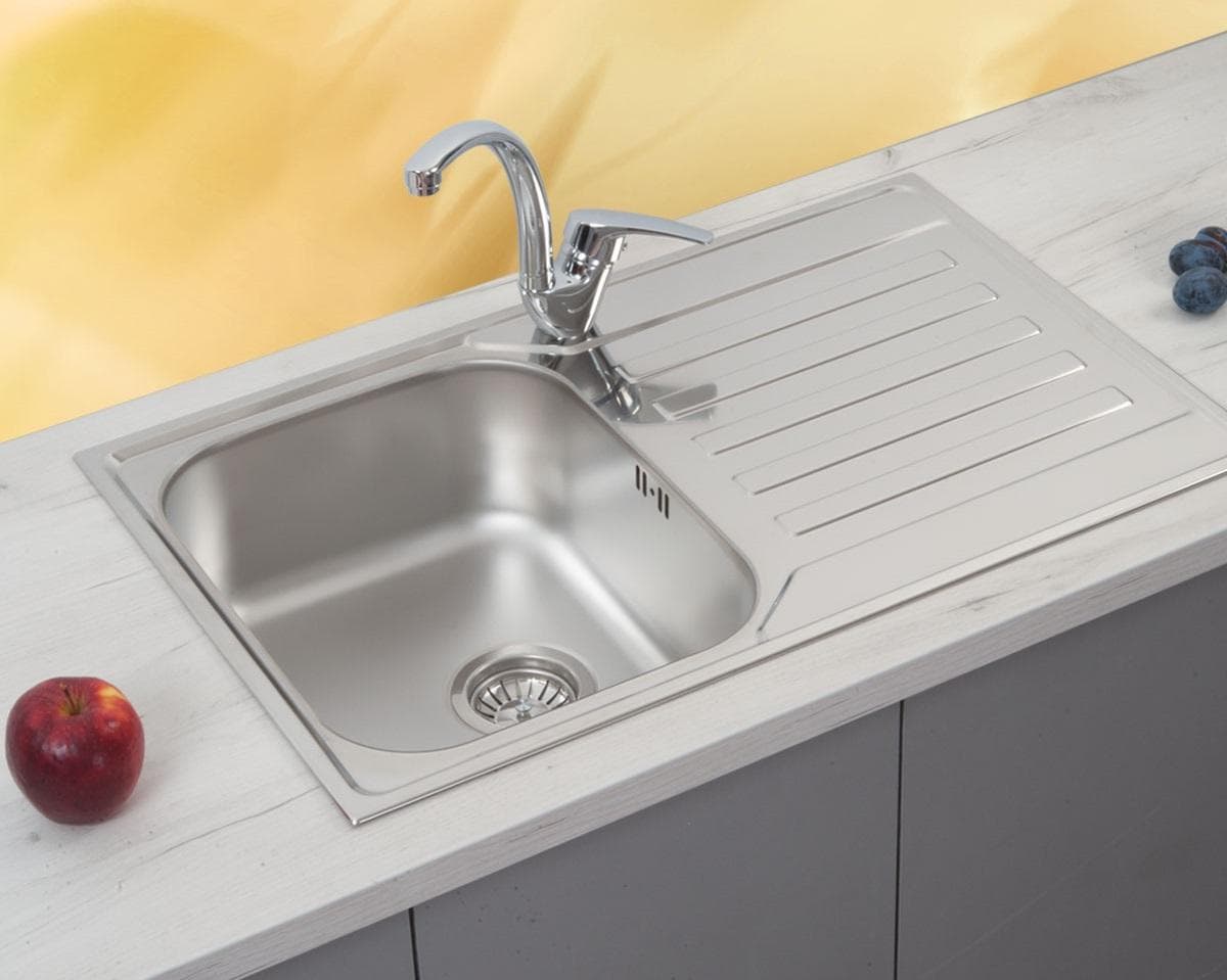  METALAC Nerezový drez  NERA PRAKTIK 1D/90 790x500x180mm otvor pre sifón D90mm matný  -  Ľavý/Pravý + Euro sifón s prepadom a 1x prípojka DREZ NEREZ  NERA PRAKTIK 1D/90 790x500x180 + sifon D90mm MATNY