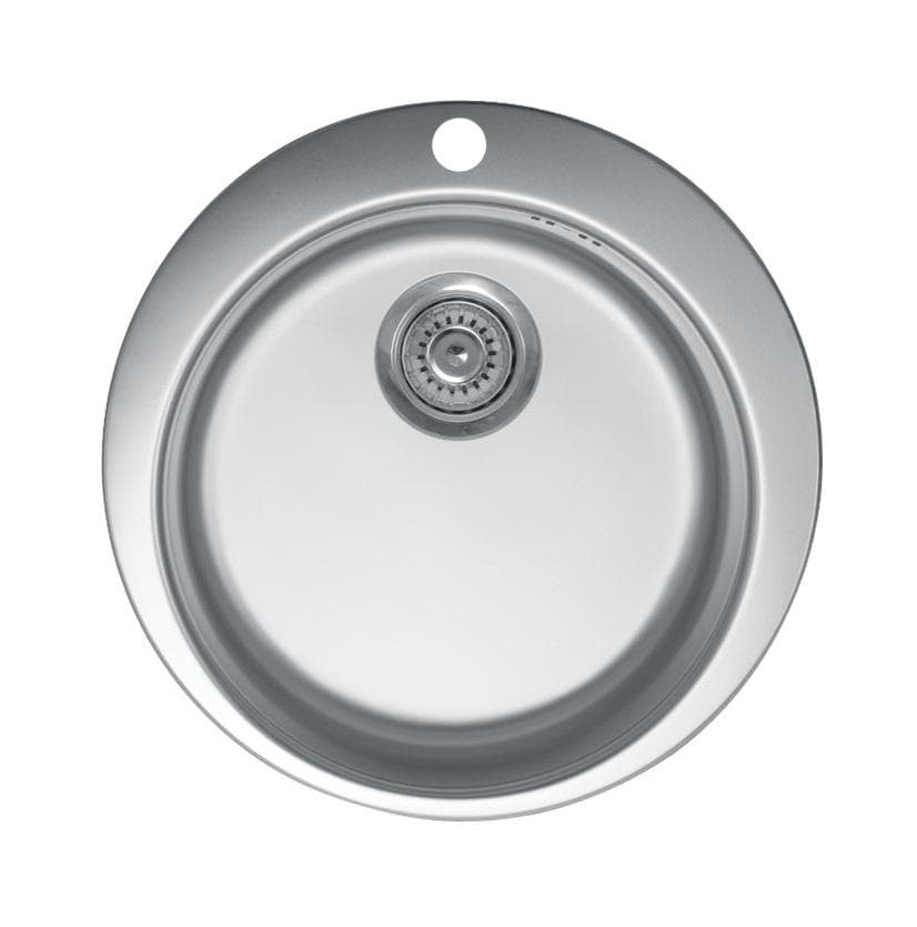 Nerezový drez VENERA 480E okrúhly priemer 480mm s otvorom pre batériu, vzor MATNÝ+ Euro sifón D90 s prepadom a 1x prípojka ( nerez 0,7mm)