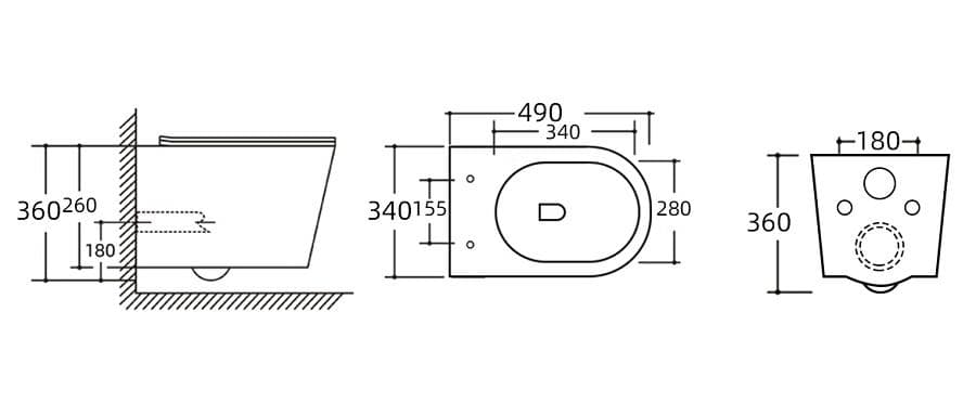  SLOVARM "Závesné WC" Rimless so sedadlom SLIM 490x360x340 pre čisté splachovanie bez oplachovacieho kruhu (RIMFLOW,RIMFREE) WC ZAVESNE RIMLESS so sedadlom slim W YJ-2387 490x360x340