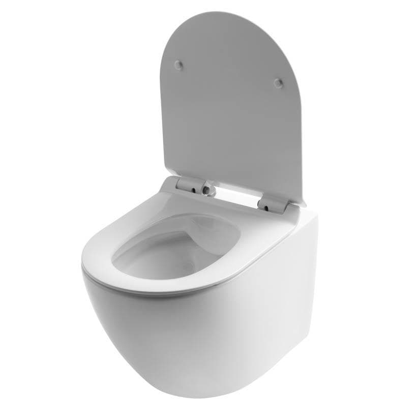  SLOVARM "Závesné WC" Rimless so sedadlom SLIM 490x365x340 pre čisté splachovanie bez oplachovacieho kruhu (RIMFLOW,RIMFREE) WC ZAVESNE RIMLESS so sedadlom slim W YJ-2381A 490x365x340