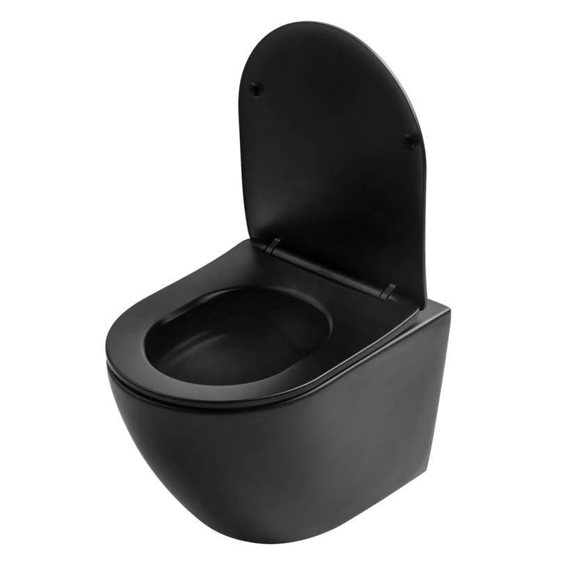  SLOVARM "Závesné WC" Rimless so sedadlom SLIM 490x365x340 ČIERNE pre čisté splachovanie bez oplachovacieho kruhu (RIMFLOW,RIMFREE) WC ZAVESNE RIMLESS so sedadlom slim CIERNE ! W YJ-2380B 490x365x340