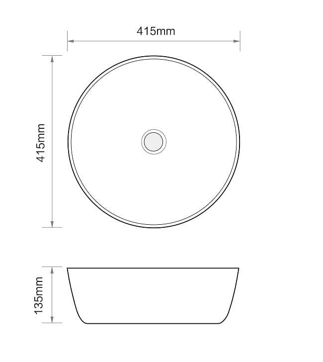  SLOVARM "Umývadlo na dosku" 41,5 cm okrúhle, bez prepadu, bez otvoru pre batériu,výška 13,5 cm, KW9382 keramické biele UMYVADLO NA DOSKU kruhove 415x415x135 KW9382 keramicke biele