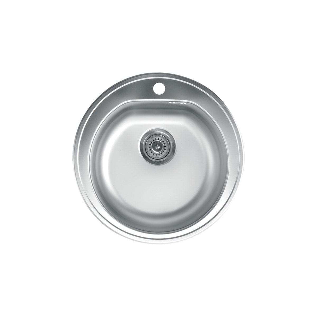Nerezový drez VENERA 510E okrúhly priemer 510mm  s otvorom pre batériu, vzor MATNÝ  + Euro sifón s prepadom a 1x prípojka ( nerez 0,7mm)
