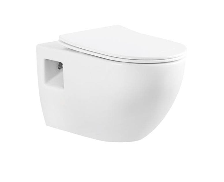 "Závesné WC" Rimless so sedadlom 672159 SLIM 510x348x360 pre čisté splachovanie bez oplachovacieho kruhu (RIMFLOW,RIMFREE)-viditelné úchyty