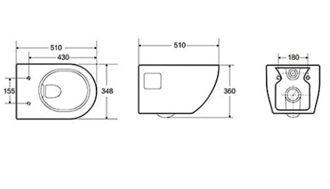  SLOVARM "Závesné WC" Rimless so sedadlom 672159 SLIM 510x348x360 pre čisté splachovanie bez oplachovacieho kruhu (RIMFLOW,RIMFREE)-viditelné úchyty WC ZAVESNE RIMLES so sedadlom slim W  YJ-2382 510x348x360 (viditelne uchyty)