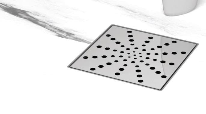 Podlahová vpusť PRIMO 150x150 nerez spodná D50 prietok 48l/min, výška 47mm