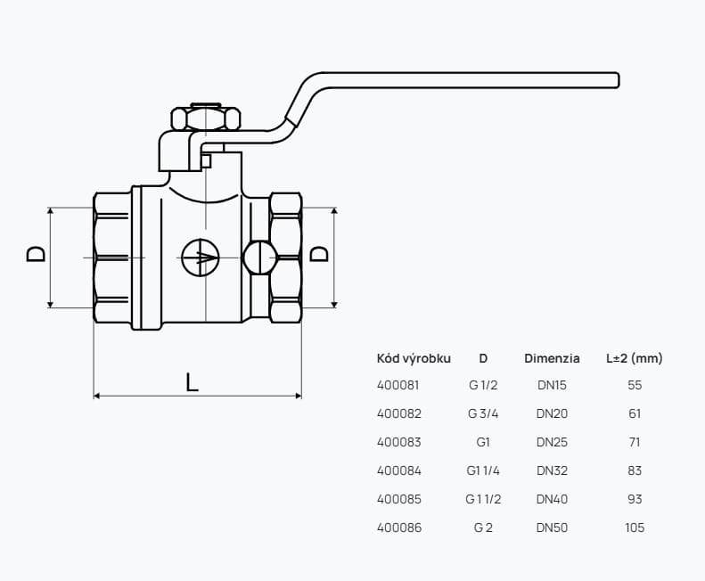  SLOVARM KE-261 Guľový kohút, páka, F/F, DN25 - 1", s odvodňovacím ventilom KE-261-DN25 GUL KOH S ODVOD