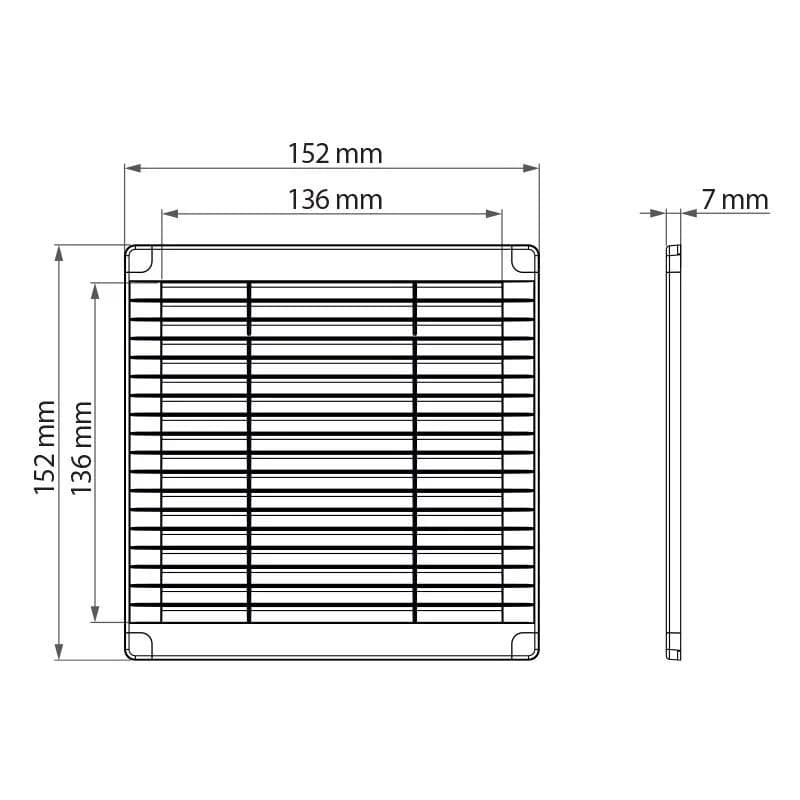  Vents VMP 150x150 - hranatá plastová mriežka, 150x150 mm, biela (2254016) VEN-MRIEZKA VENT. VMP 150x150 plast biela
