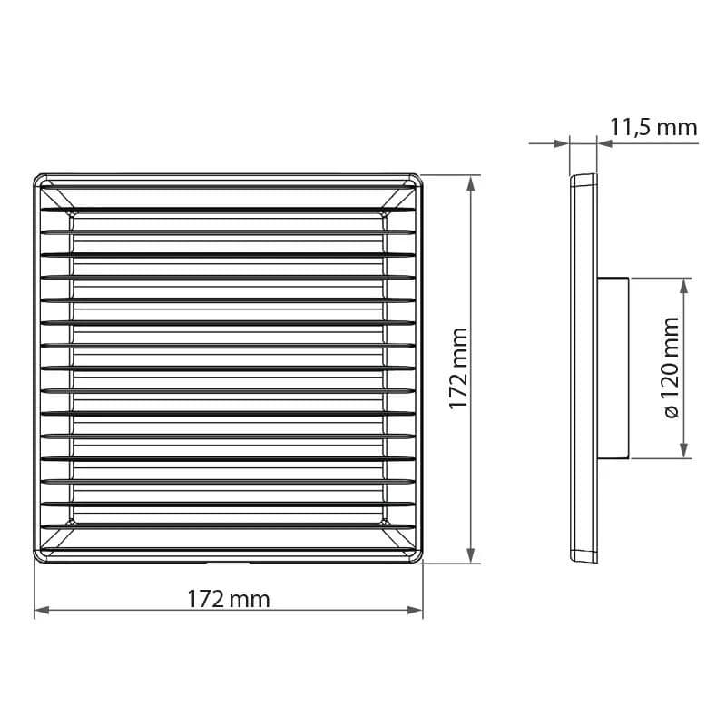  Vents VMP 172x172 - hranatá plastová mriežka s nádstavcom 120mmm, 172x172 mm, biela (2254068) VEN-MRIEZKA VENT. VMP 172x172 plast biela s nadstavcom 120mm