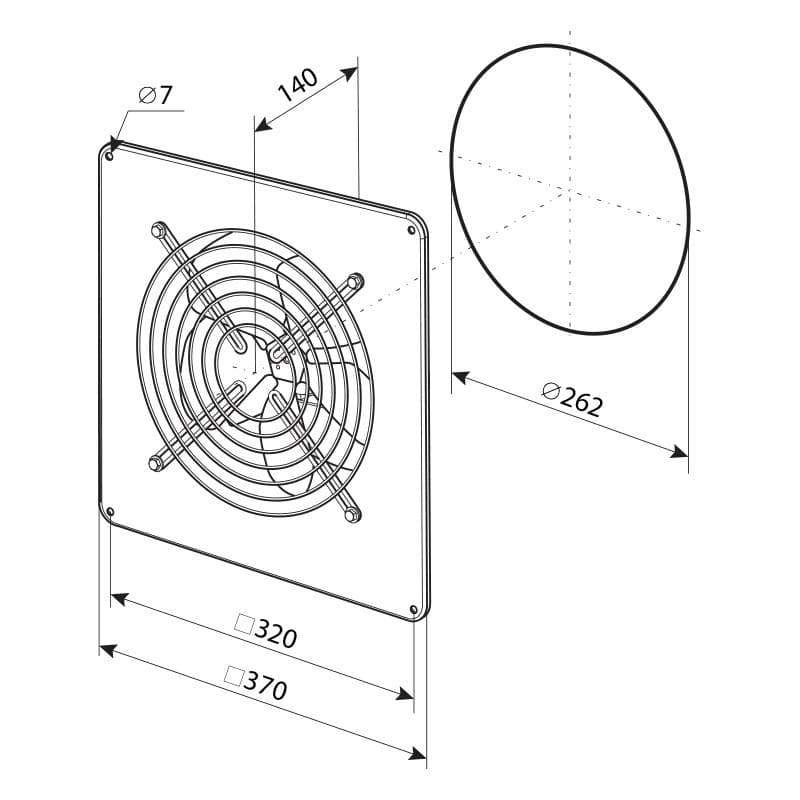  Vents OV1 250 - Priemyselný ventilátor  priemer 262mm 1070m3/h  230V  68W VEN-VENTILATOR PRIEMYSELNY OV1 250 (260mm/1070m 3/h)