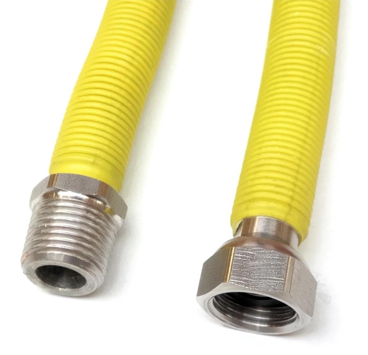 Naťahovacia plynová hadica MF 3/4", dĺžka 75-150 cm (nerezový vlnovec žltý)