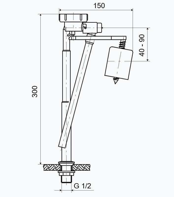  SLOVARM Napúšťací ventil spodný T-2442, pre WC nádržky, pripájací závit 1/2" T-2442 PLAVAKOVY VENTIL