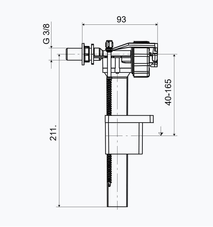  SLOVARM Napúšťací ventil bočný P-2446FK, pre WC nádržky, pripájací závit 3/8", mosadz P-2446FK PLAVAKOVY VENTIL 3/8" KOV