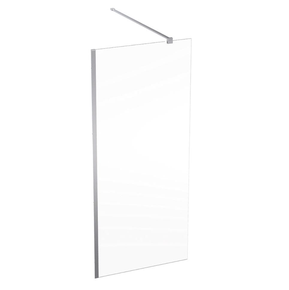 Sprchová pevná stena typu Walk-in Geberit GEO:  88.5–90x200cm, Striebristá / Transparentné sklo hrúbka 8 mm