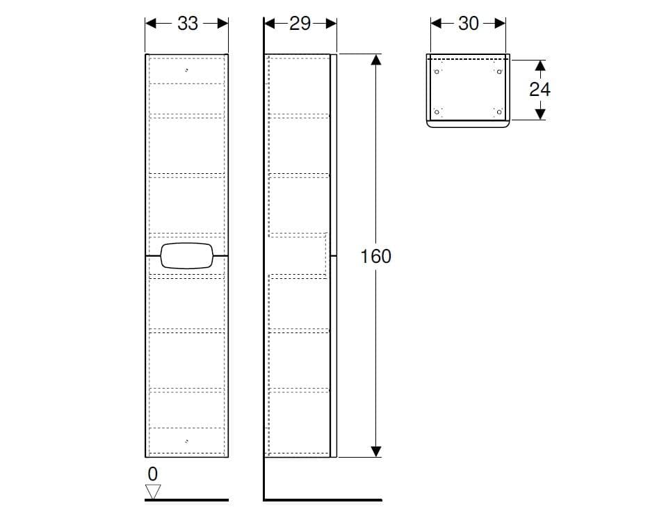  Geberit REKORD Bočná skrinka vysoká, závesná 33 x 160 x 29,2 cm, korpus a čelná plocha: lesklá biela REKORD SKRINKA VYSOKA 160cm - biela