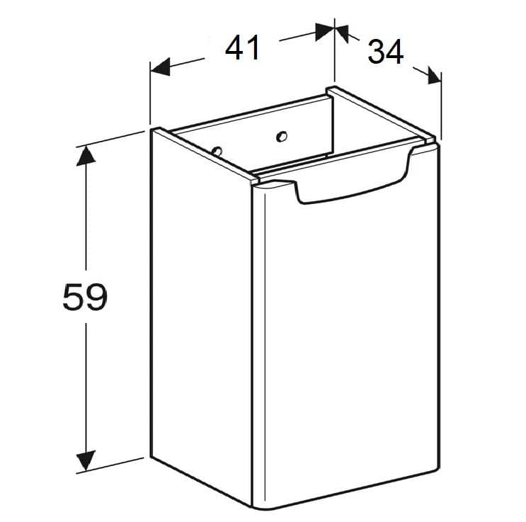 Geberit REKORD Skrinka pod hranaté umývadlo, závesná 40,7x59,1x34,3 cm, korpus a čelná plocha: lesklá biela REKORD SKRINKA 40 POD UM.50 BIELA univerzal L/P HRAN