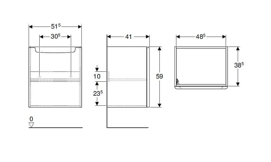  Geberit REKORD Skrinka pod umývadlo, závesná 51,5x59,1x41,2 cm, korpus a čelná plocha: lesklá biela REKORD SKRINKA 50 POD UM.60 BIELA univerzál L/P HRAN