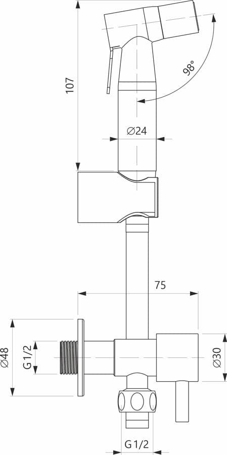  SLOVARM Nerezový bidetový komplet ES.3527 STEEL (sprška+hadica+roháčik) NEREZOVA BIDETOVA SPRSKA ES.3527 STEEL (sprska+hadica +rohacik)
