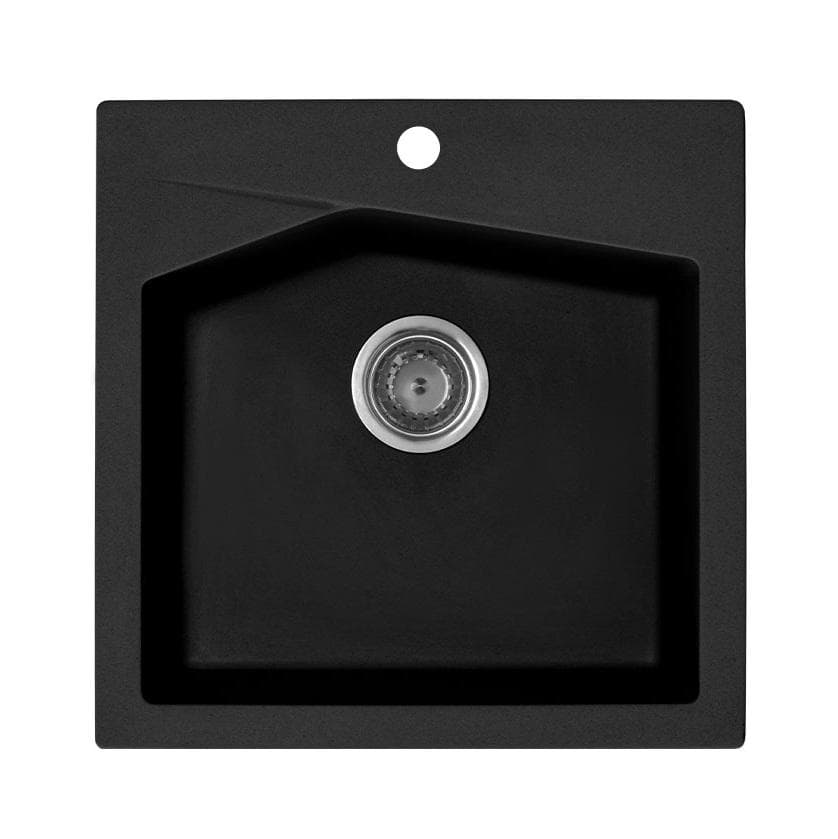 Granitový drez XLinea 50 500x500x200 +sifón D90mm čierny BLACK