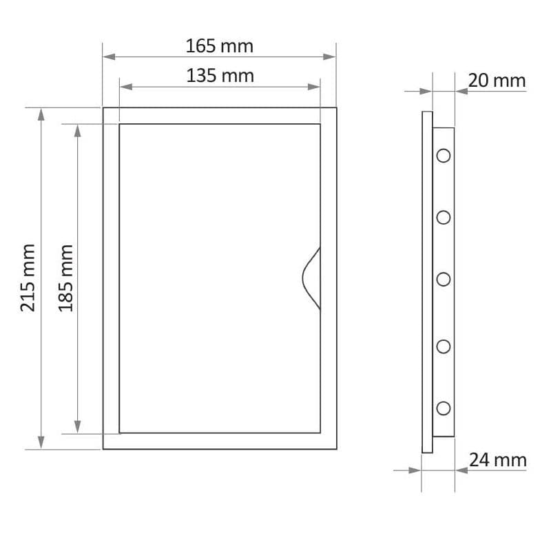  Vents RVP 150x200 Plastové revízne dvierka, 165x215mm VEN-DVIERKA plast RVP150x200  (165-215mm)