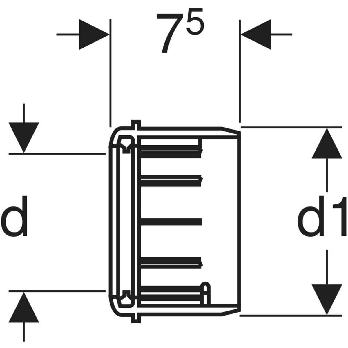  Geberit PE prechod Geberit pre nástenné WC, 90/110, H = 7,5 cm G PE - prechod pre nástenný záchod, ? 90/110