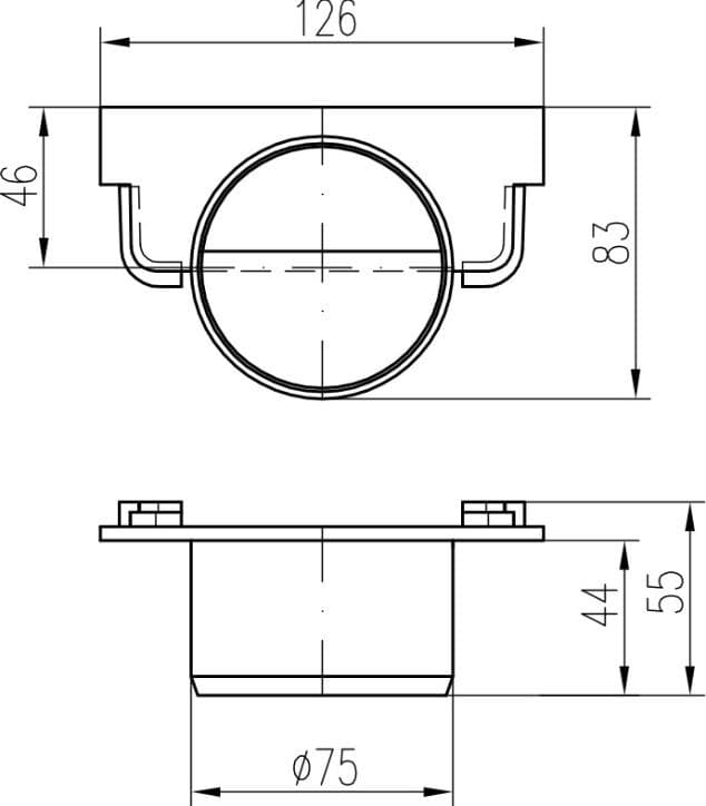  CHUDĚJ CH1123 - KONCOVKA s bočným odtokom DN75 pre vonkajší znížený žlab s výškou 55mm  CH1114, CH1115, CH1116 MCH VONKAJSI ZNIZENY ODTOK.KONCOVKA s vyvdom DN75 pre zlab s vyskou 55mm  CH1114,CH1115,CH1116