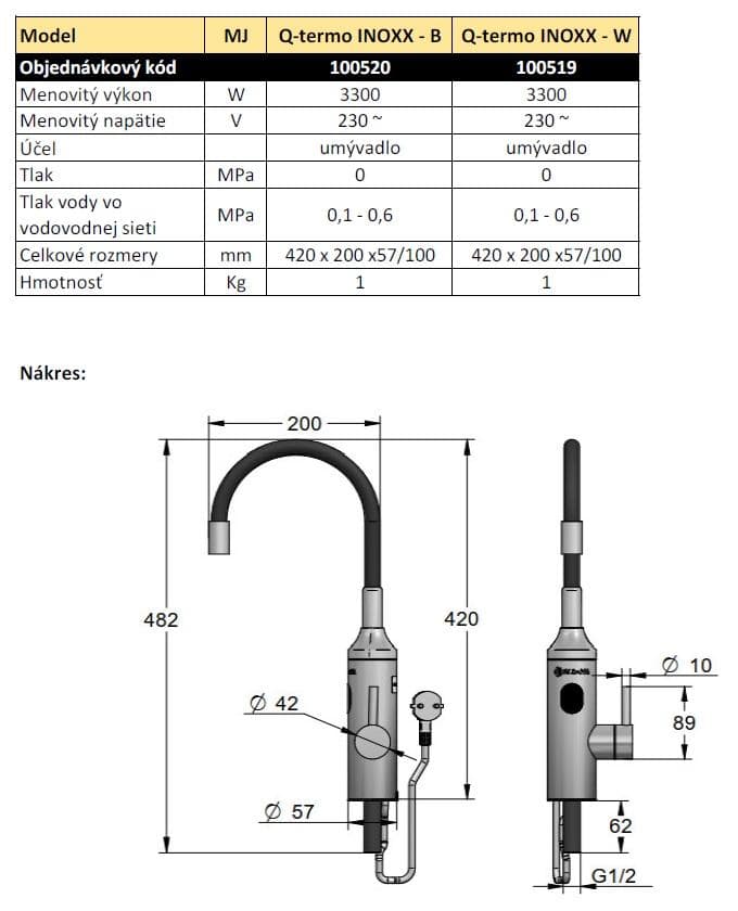  Qtermo Batériový NEREZOVÝ prietokový ohrievač vody DIGITAL 1/2" STOJANKOVÝ s BIELYM ohyb.výtokom,16A, 3,3kW/220V + prívodný kábel (100519) ( nahádza INOX-S) priamoohrevná batéria QT-Bateriovy NEREZOVY prietokovy ohrievac 1/2" STOJANKOVY s BIELYM vytokom 16A 3,3kW/220V DIGITAL+ kabel 100519