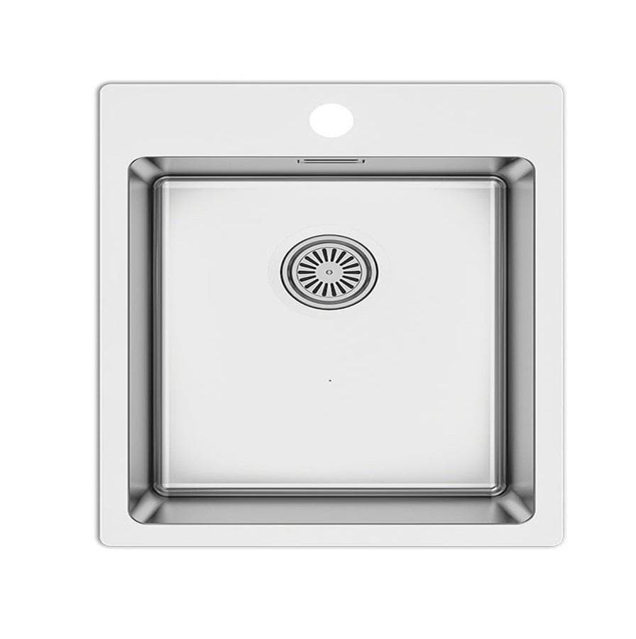 Nerezový drez IDEAL 400B s otvorom pre batériu 450x505x200mm hĺbka LESKLÝ +sifón D90 zadarmo/ nehrdzavejúca oceľ 1mm hrubá (nahrádza 375874S)
