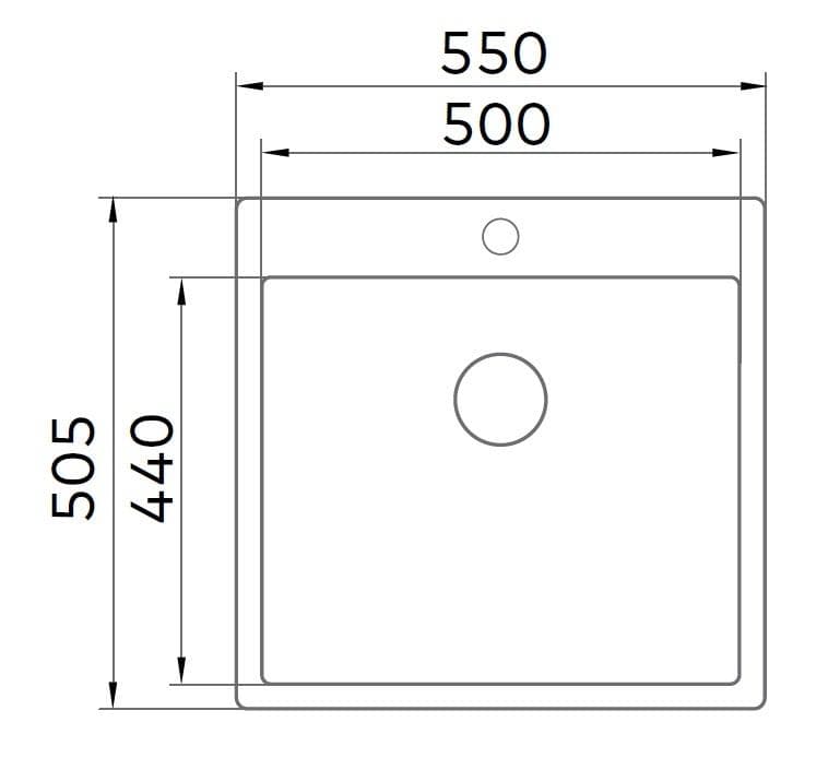  METALAC Nerezový drez IDEAL 500B s otvorom pre batériu 550x505x200mm hĺbka LESKLÝ +sifón D90 zadarmo/ nehrdzavejúca oceľ 1mm hrubá  (nahrádza 375875S) DREZ NEREZ  IDEAL500B 550x505x200mm hlbka Leskly 1mm nerez +sifon zdarma