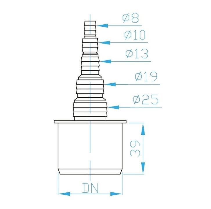  Plast Brno HT KONCOVKA DN40 pre hadice 8-25mm PRIAMA PB prípojka HT KONCOVKA DN40 pre hadice 8-25mm PRIAMA PB