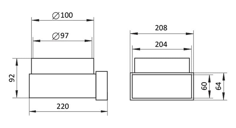  Vents 821-V100/D60x204/90 Koleno kombinované plastové - priemer 100 mm VEN 821-V100/D60#204/90  1916182
