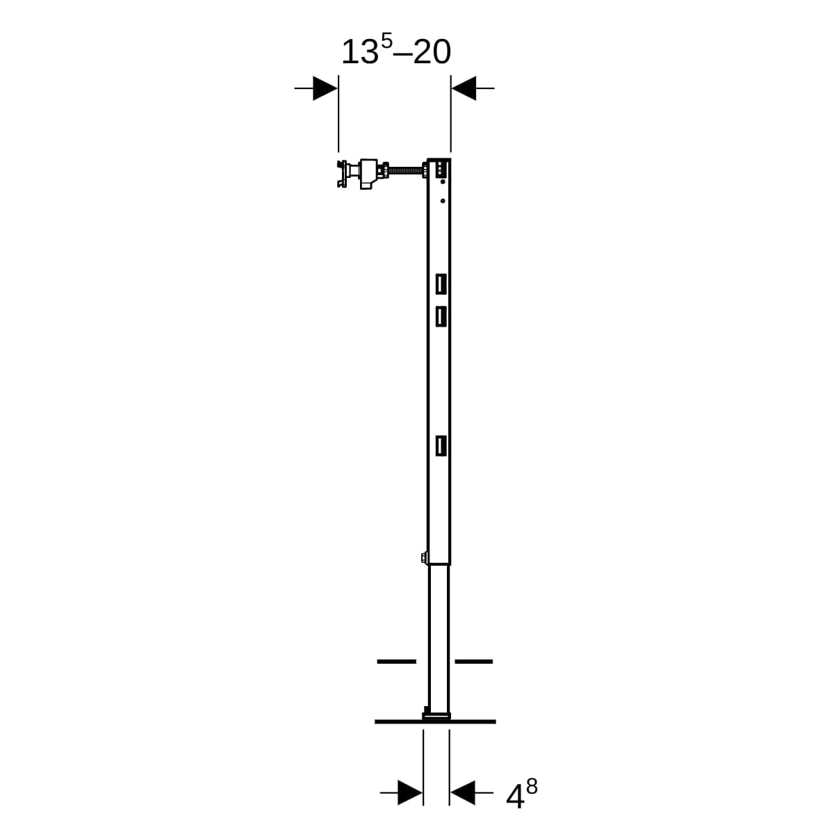 Stojka s čiastočnou výškou Geberit Duofix, H=112–144cm
