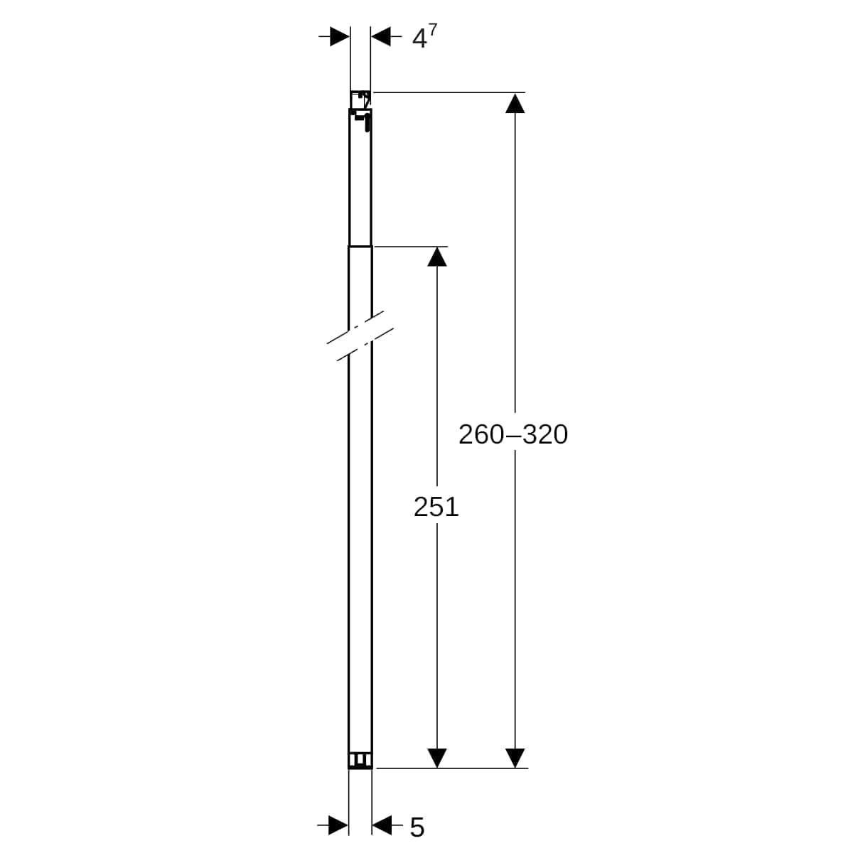 Stojka na výšku miestnosti Geberit Duofix, H=260–320 cm