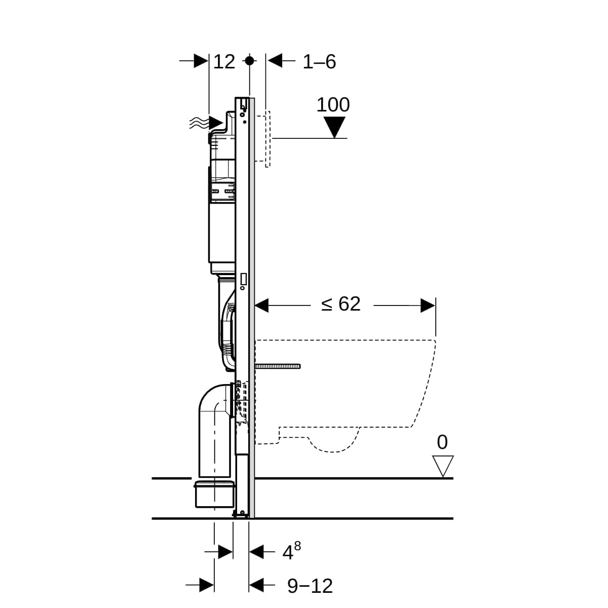 DuofixBasic inštalačný prvok Geberit pre závesné WC, 112 cm, s nádržkou Delta 12 cm  (náhrada za 111.153.00.1)