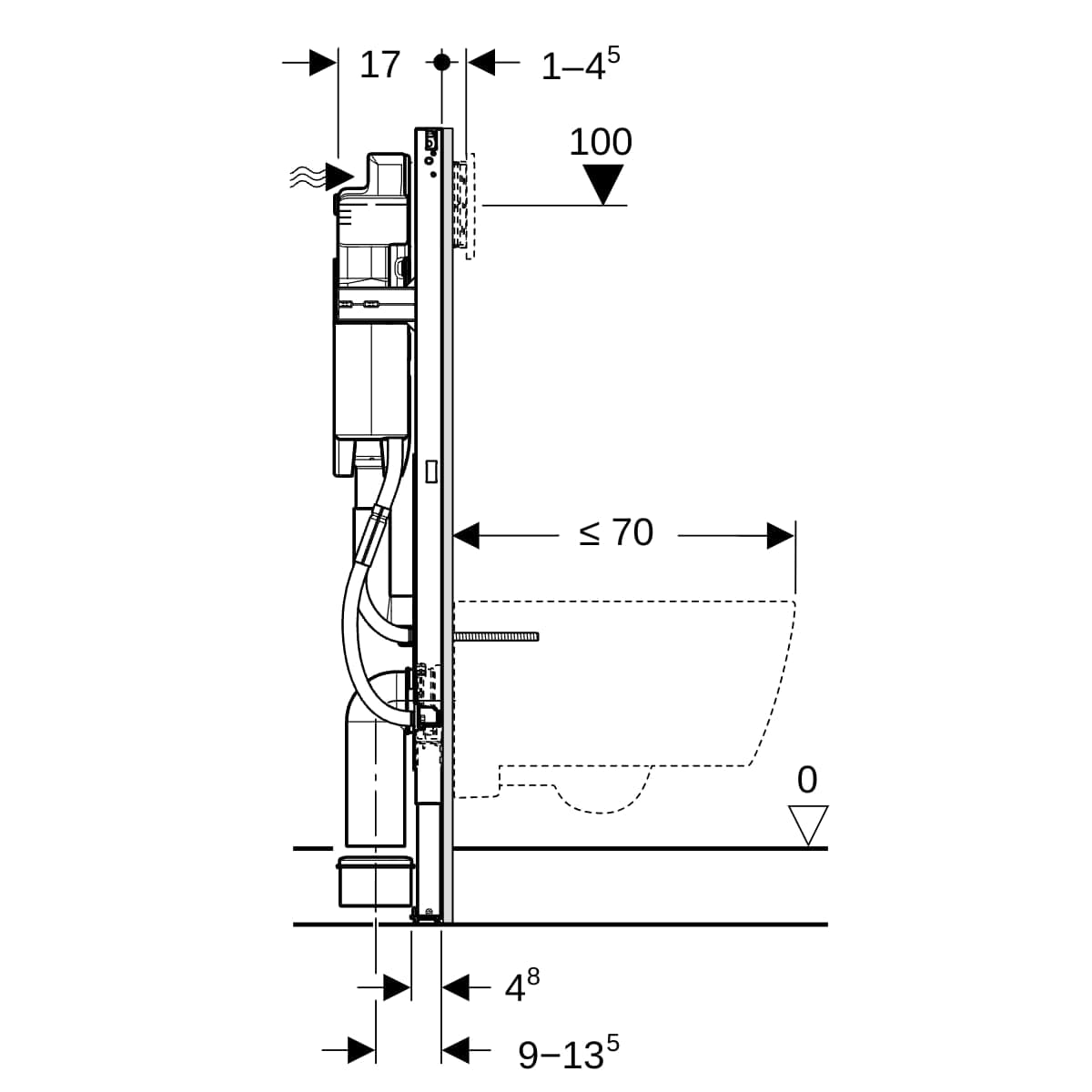 Duofix inštalačný prvok Geberit pre závesné WC, 112 cm, s nádržkou Sigma 12 cm, bezbariérový