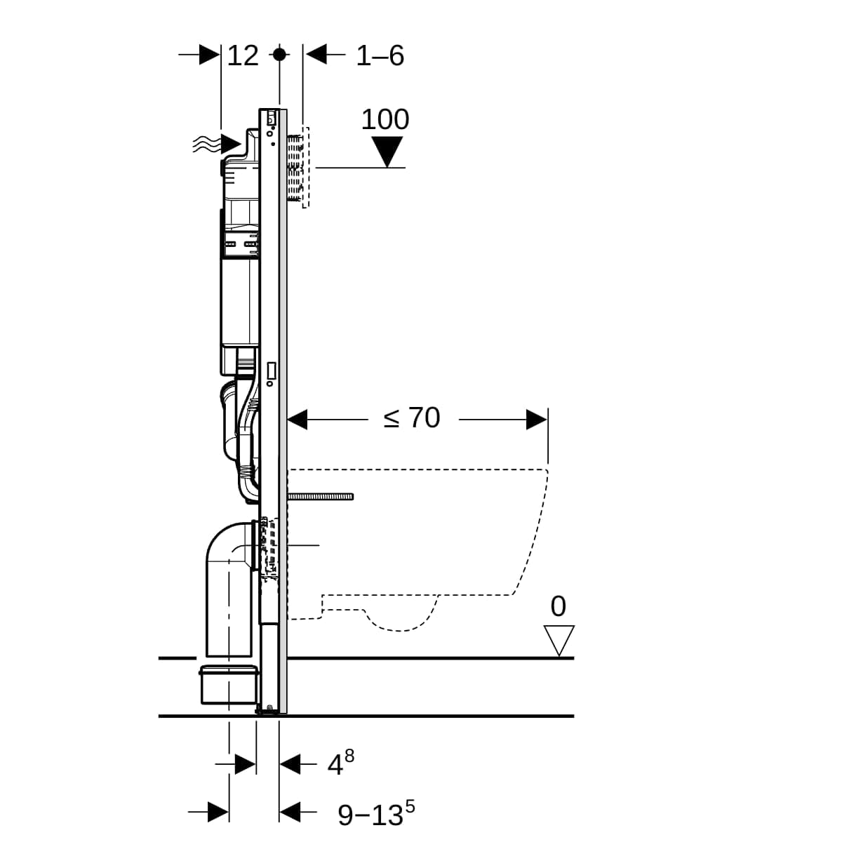 Duofix inštalačný prvok Geberit pre závesné WC, 112 cm, s nádržkou Sigma 12 cm, pre odsáv.záp.exter.
