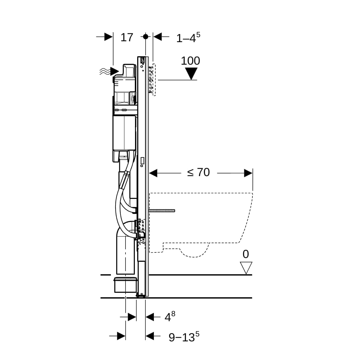 Duofix inštalačný prvok Geberit pre závesné WC, 112 cm, s nádržkou Sigma 12 cm, bezbariérový