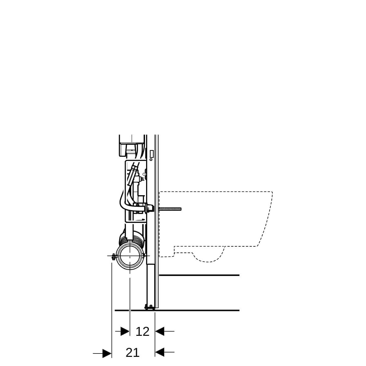 Duofix inštalačný prvok Geberit pre závesné WC, 112 cm, s nádržkou Sigma 12 cm, bezbariér., výšk.WC