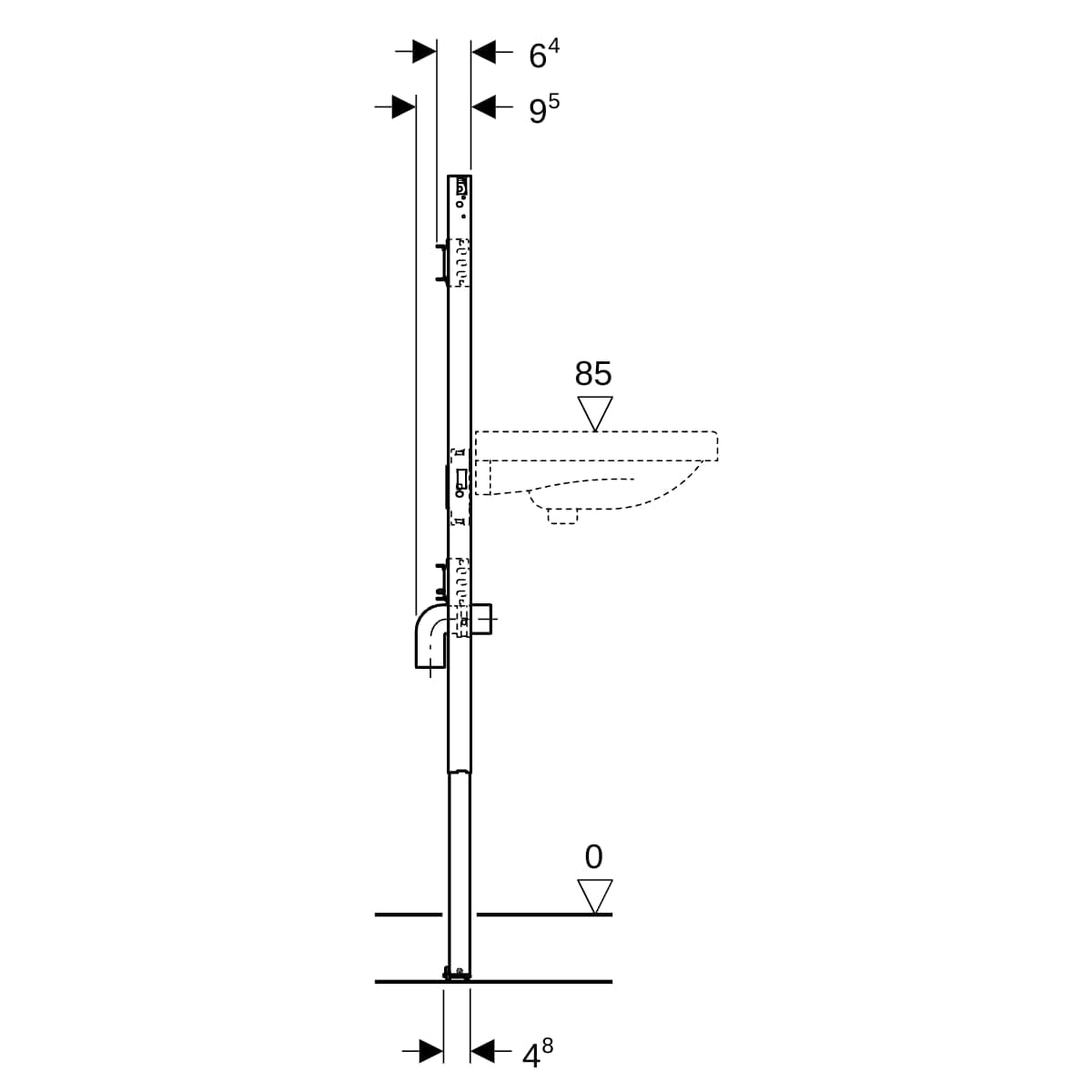Inštalačný prvok Geberit Duofix pre umývadlo, 130 cm, nadomietková nástenná armatúra, so zápach.uz.