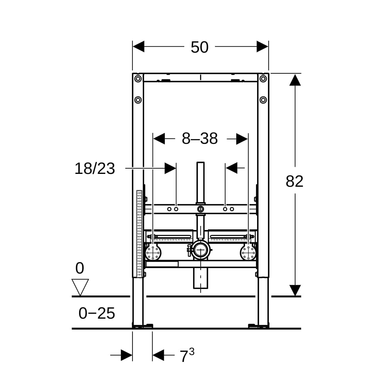 Inštalačný prvok Geberit Duofix pre bidet, 82 cm, univerzálny, 50x10cm