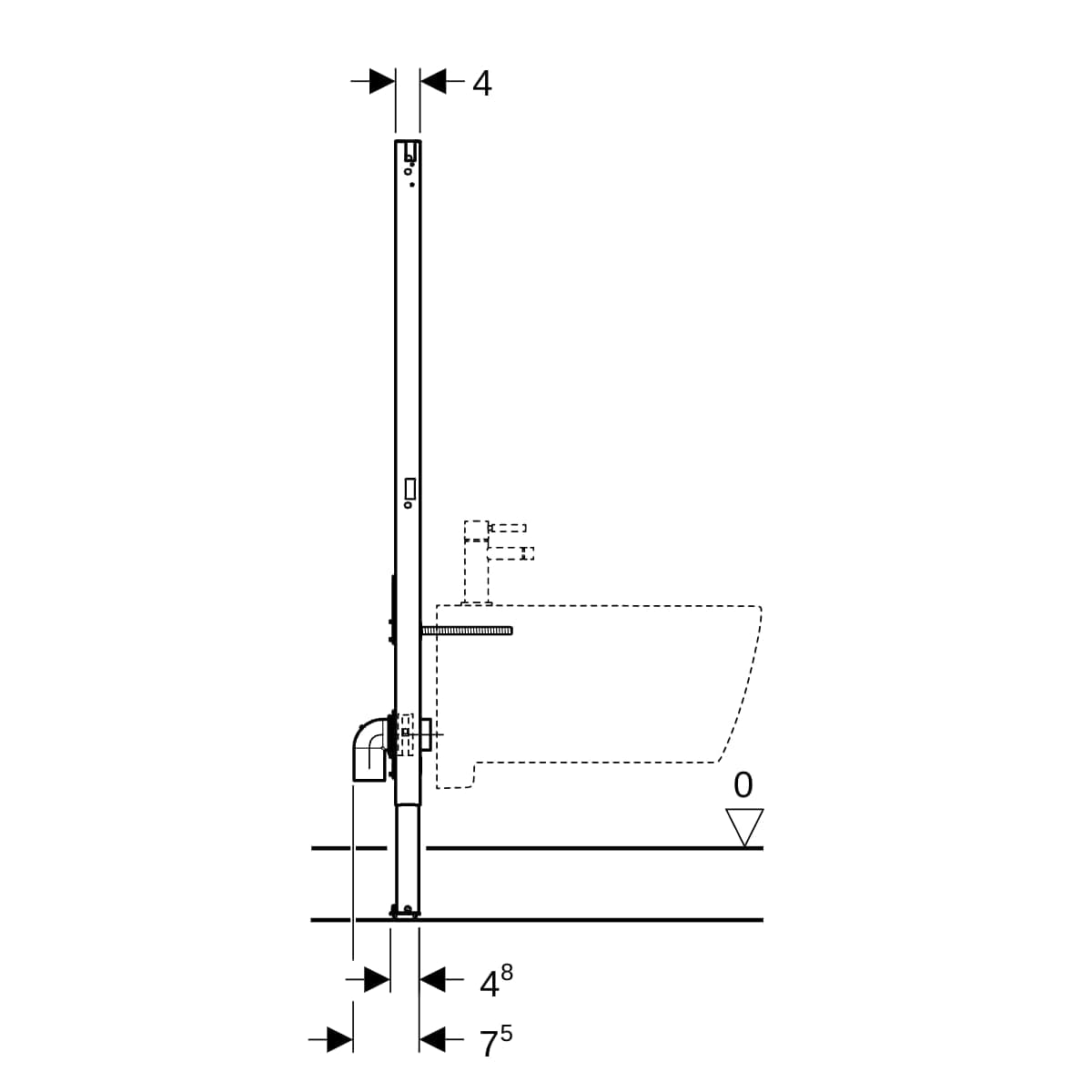 Inštalačný prvok Geberit Duofix pre bidet, 112 cm, univerzálny: 50x7.5cm,