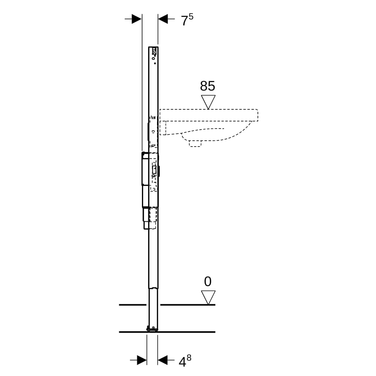 Inštalačný prvok Geberit Duofix pre umývadlo, 112 cm, elektronická stojančeková armatúra