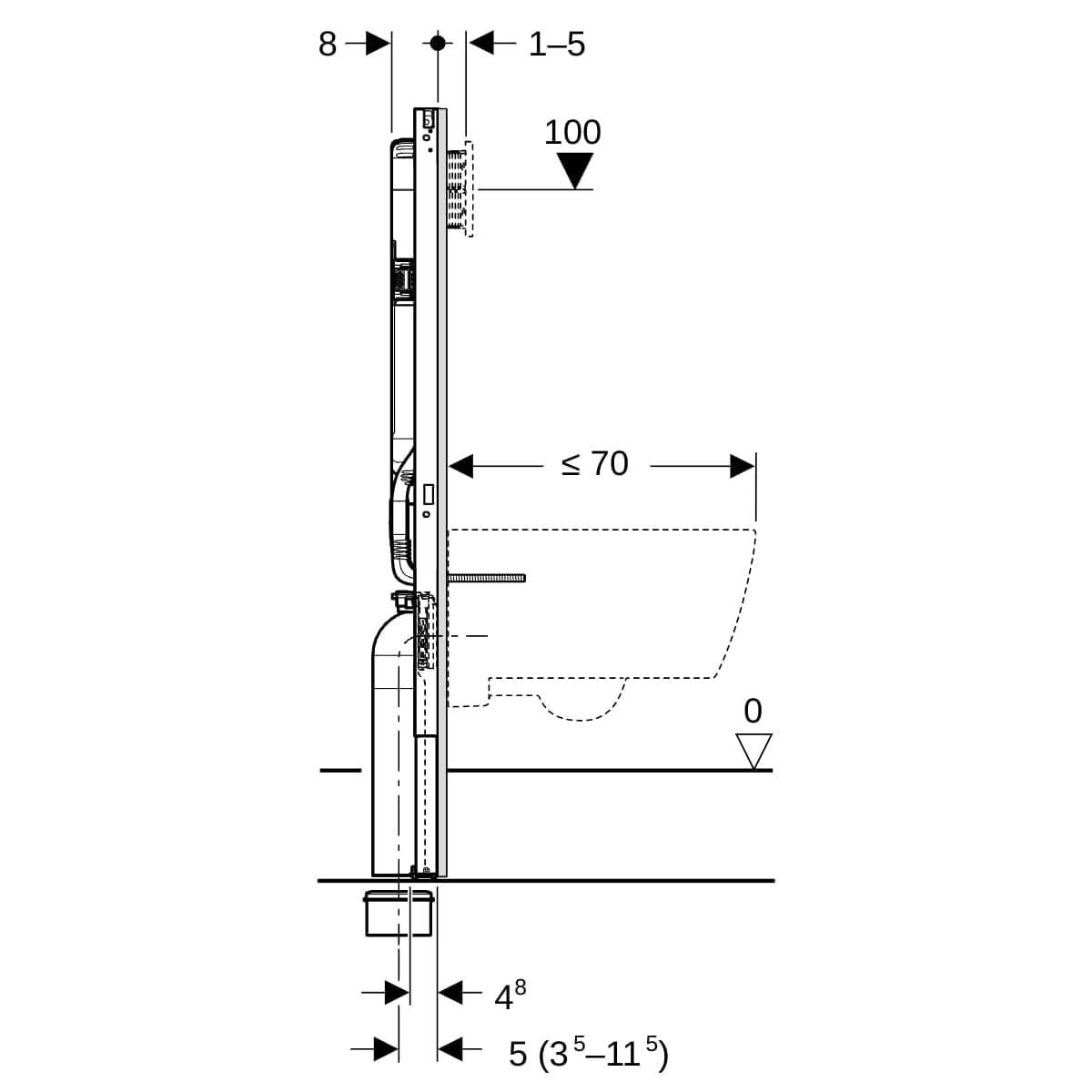 Duofix inštalačný prvok Geberit pre závesné WC, 114 cm, s nádržkou Sigma 8 cm