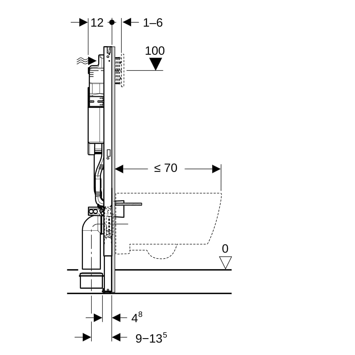 Duofix inštalačný prvok Geberit pre závesné WC, 112 cm, s nádržkou Sigma 12 cm a Power & Connect box