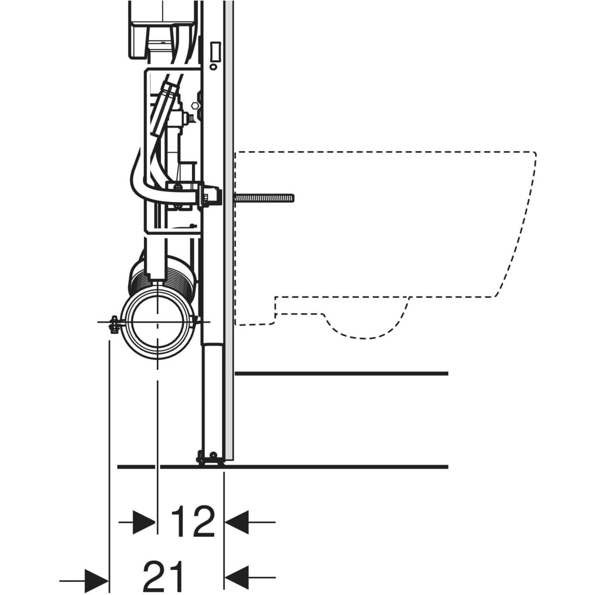 Duofix inštalačný prvok Geberit pre závesné WC, 112 cm, s Sigma 12 cm, bezbariérový, výškovo nastav.